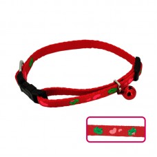 ADJUSTABLE CAT COLLAR w/BELL - 8mm X 6"-9"L - RED 5pcs/pkt 