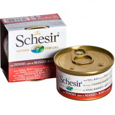 SCHESIR TUNA AND BEEF w/RICE NATURAL STYLE 85g (01064081) 14tins/tray, 4trays/outer