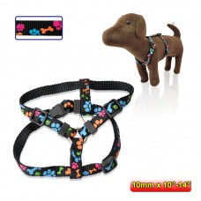 NYLON ADJUSTABLE HARNESS COLORFUL 10mm x 14" BLACK COLORFUL BONE&PAW